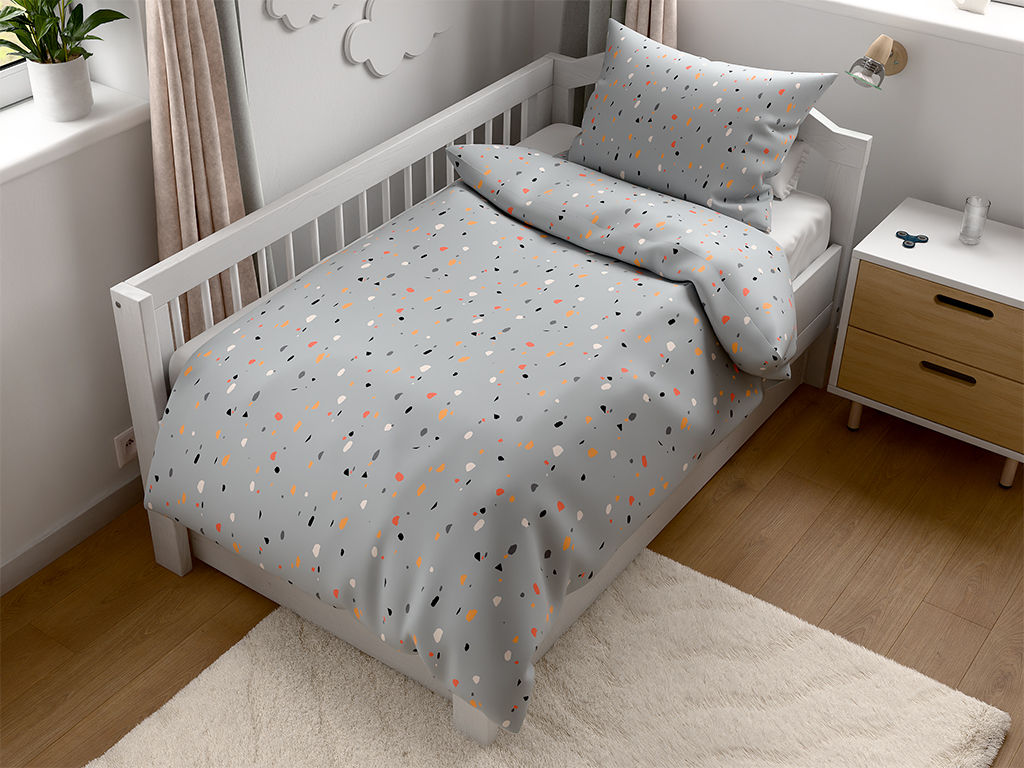 Bavlněné povlečení do postýlky Renforcé PINTURA šedé Rozměr povlečení: 45 x 65 cm | 90 x 135 cm