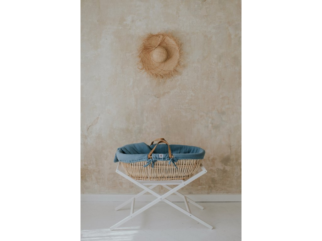 Bellamy Dětský Mojžíšův koš MEEKO se stojanem a textilem v barvě Fine blue