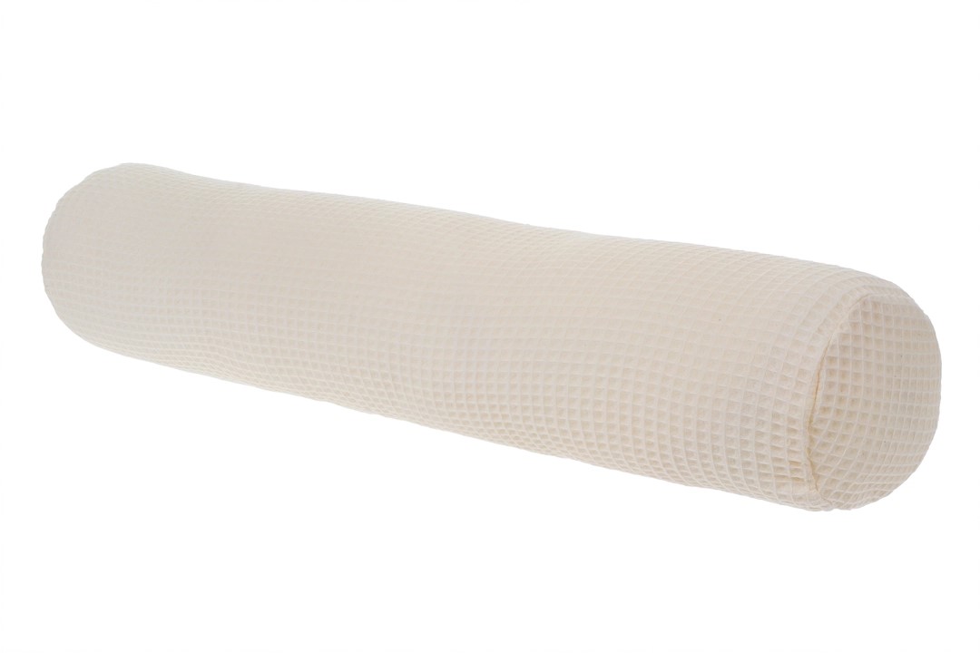 Bellamy Krémový bavlněný polštář ve tvaru válečku WAFFLE 13x60 cm