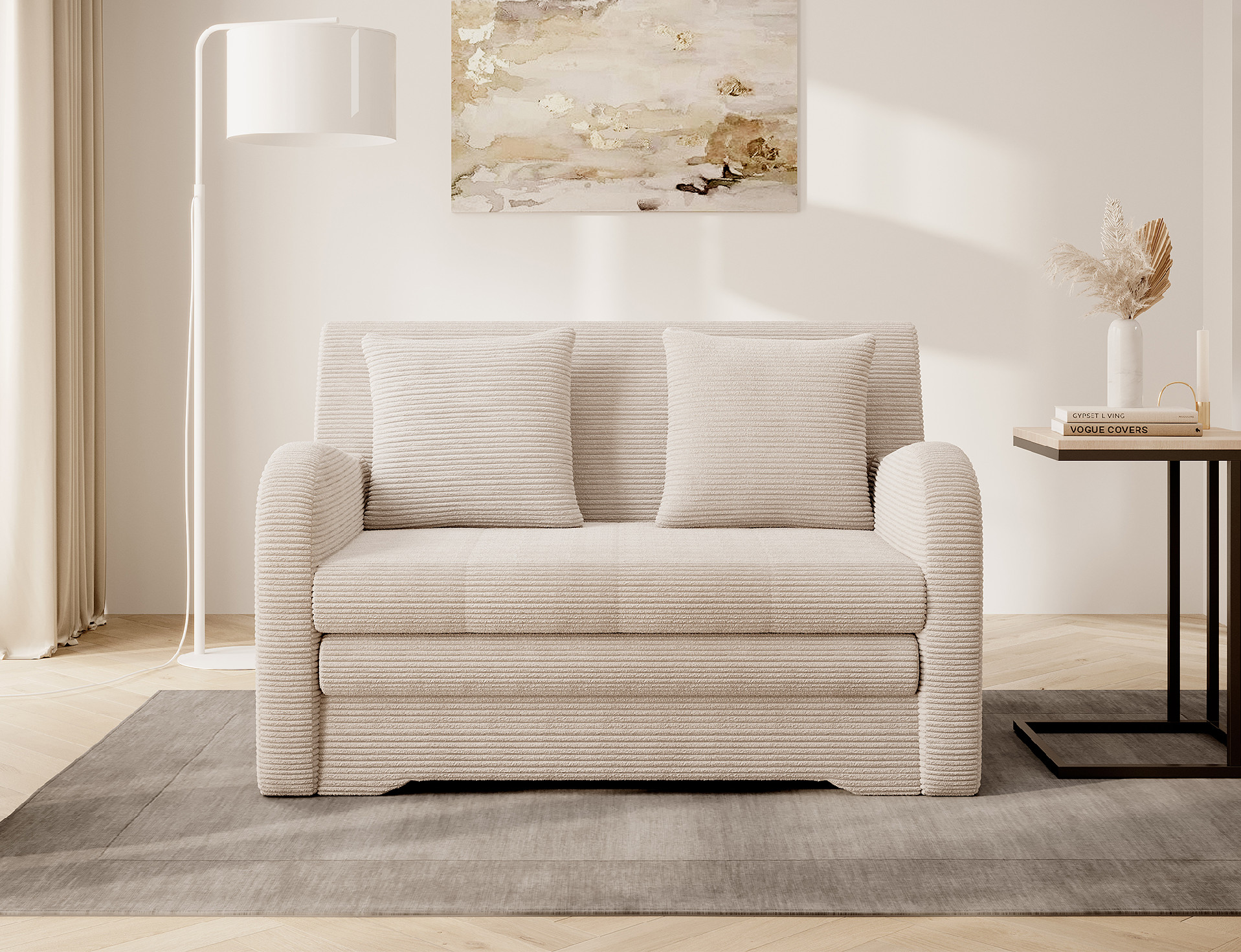 Béžová 2 místná pohovka ARIO JARELL, rozkládací