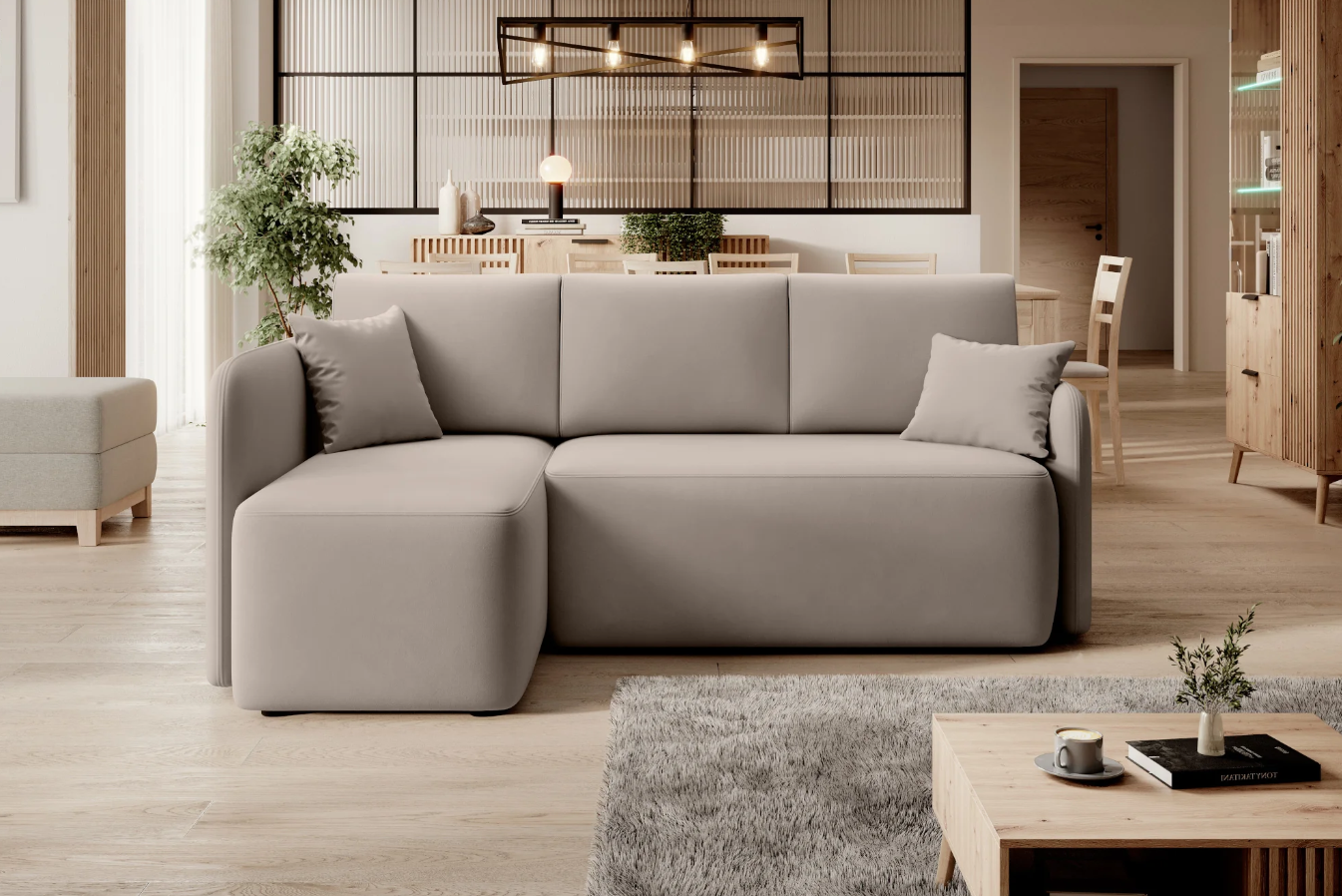 Béžová rohová sedací souprava HADSON Varianta: Levý roh