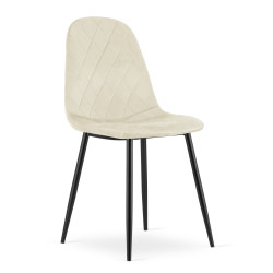 Béžová sametová židle ASTI s černými nohami