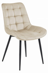 Béžová sametová židle BERA  s černými nohami