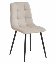 Béžová sametová židle KARA  s černými nohami
