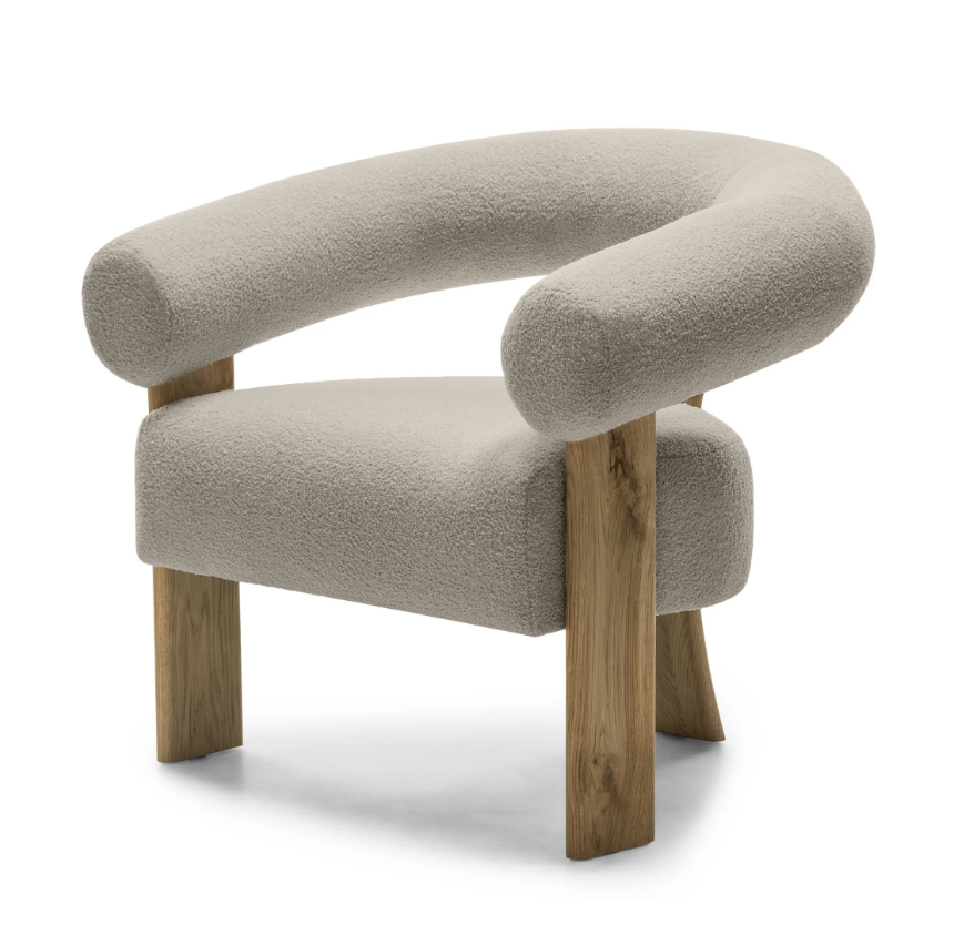 Béžové designové křeslo KOKEI, dub