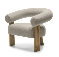 Béžové designové křeslo KOKEI, dub