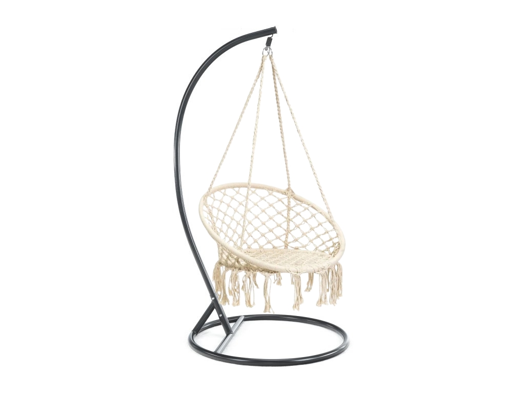 Béžové závěsné křeslo KOLUMBIA s černým stojanem