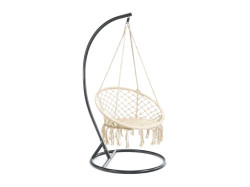 Béžové závěsné křeslo KOLUMBIA s černým stojanem