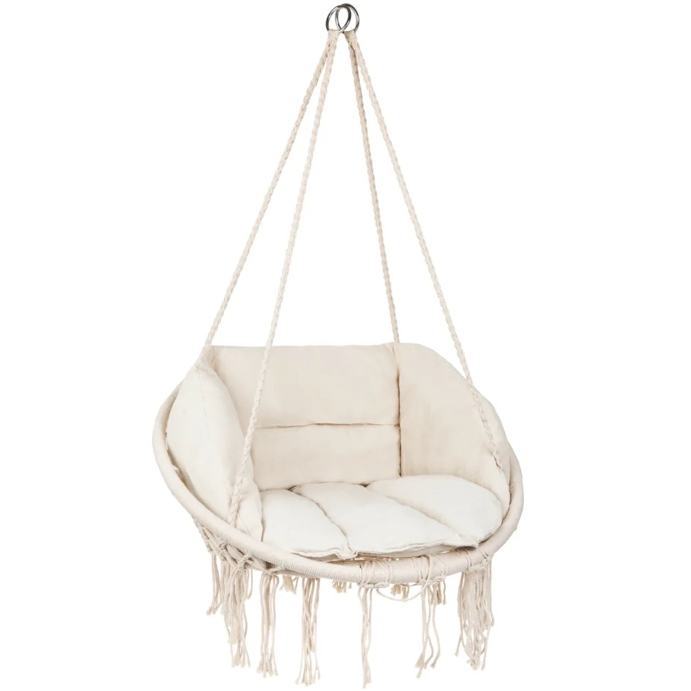 Béžové závěsné křeslo KOLUMBIA s polstrováním