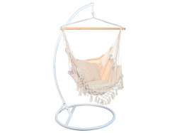 Béžové závěsné křeslo PALAK s bílým stojanem