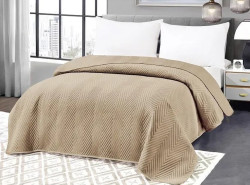 Béžový sametový přehoz na postel ARROW VELVET Rozměr: 170 x 210 cm