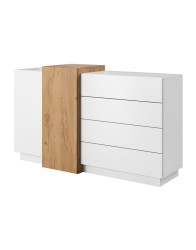 Bílá komoda se zásuvkami 3D F 2D4S s prvky dub craft