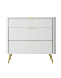 Bílá komoda se zásuvkami Oval (3SZ), 93 cm