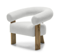 Bílé designové křeslo KOKEI, dub