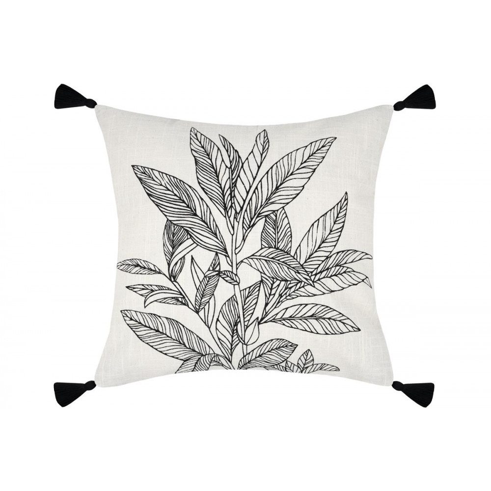 Bílo-černý bavlněný polštář KINOGI 40x40 cm
