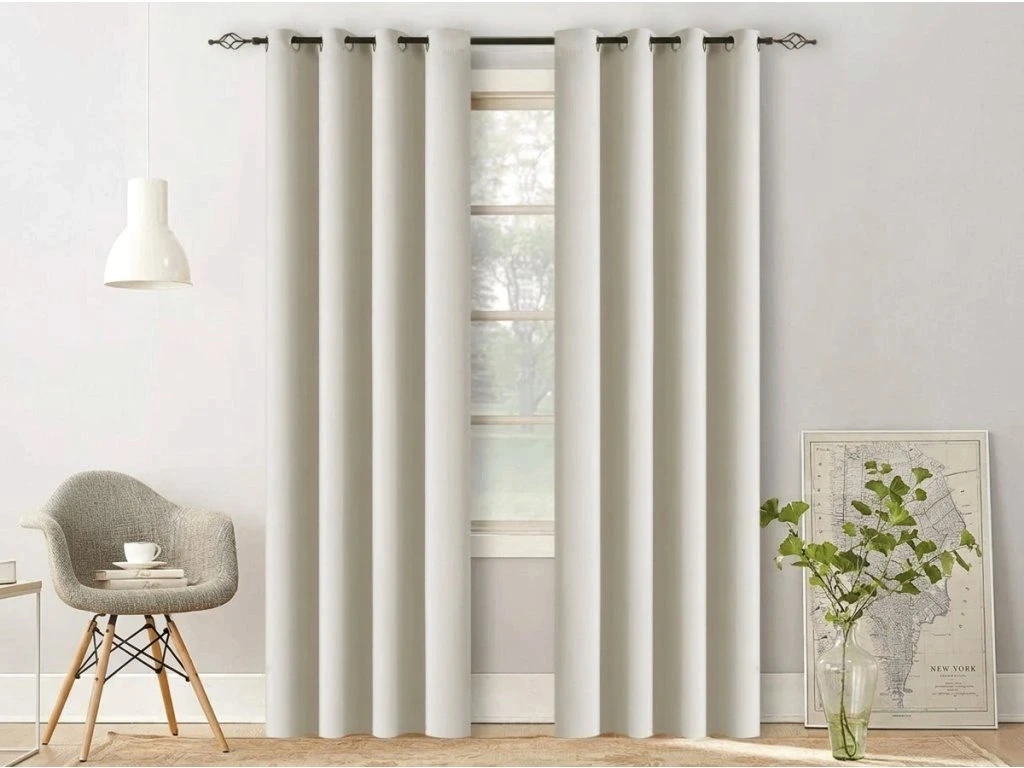 Bílo-krémový závěs OXFORD 140x250 cm Zavěšení: Kovové kroužky