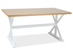 Bílý jídelní stůl s deskou v dekoru dub OXFORD 150x90