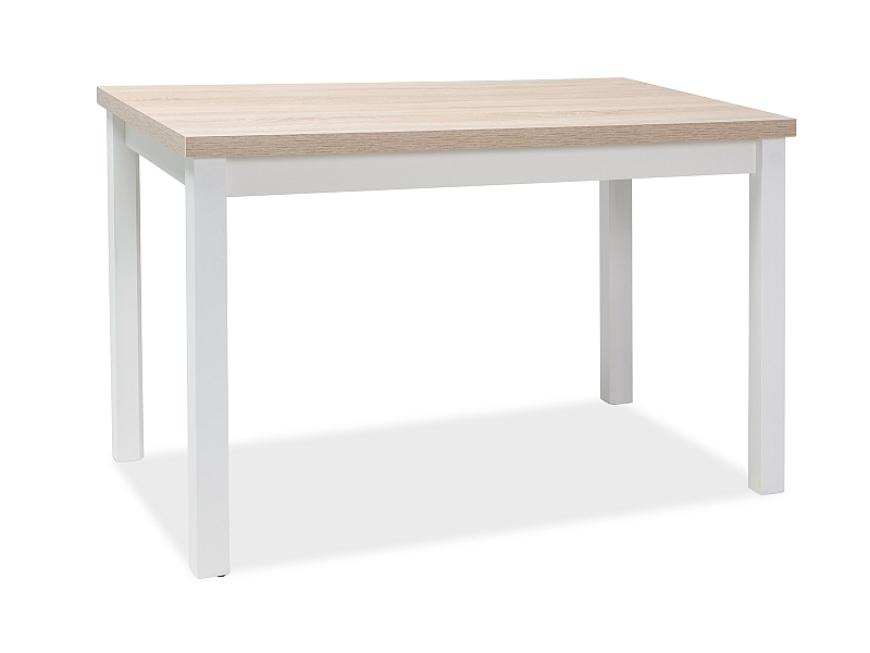 Bílý jídelní stůl s deskou v dekoru dub sonoma ADAM 120x68