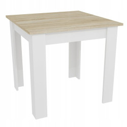 Bílý jídelní stůl s deskou v dekoru dub sonoma MADO 80x80