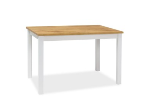 Bílý jídelní stůl s deskou v dekoru dub wotan ADAM 100x60