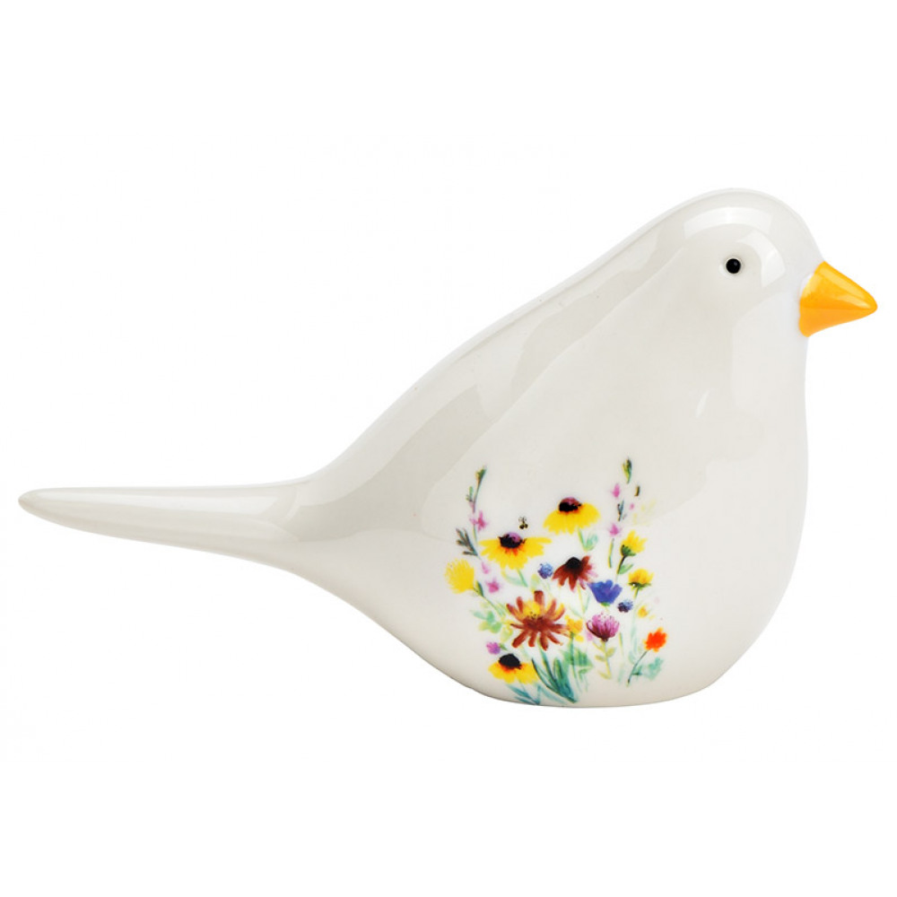 Bílý porcelánový ptáček BIRD FLORAL