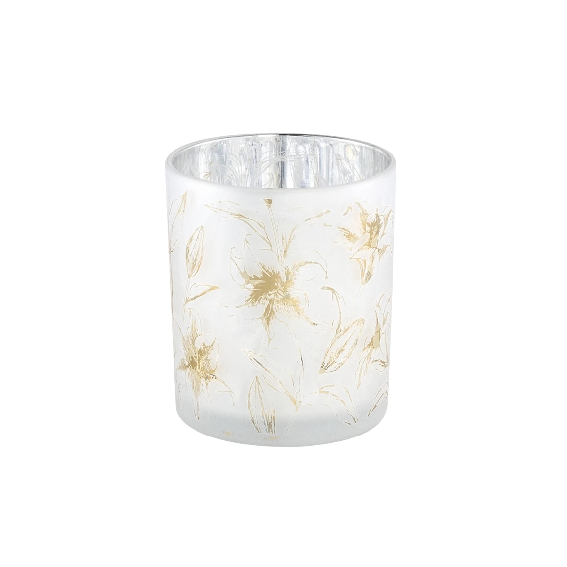 Bílý skleněný svícen AOLANI FLOWER, 10 cm