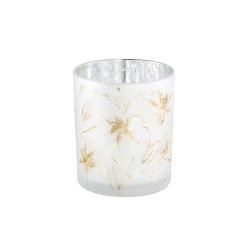 Bílý skleněný svícen AOLANI FLOWER, 10 cm