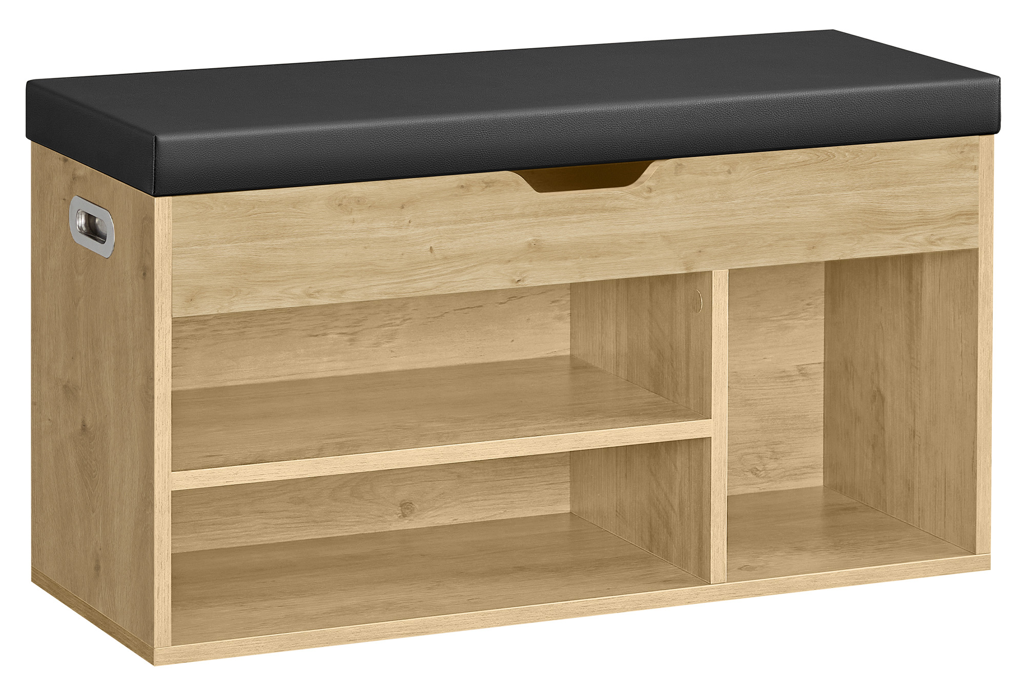 Botník s lavicí a černým sedákem z eko kůže TAYLOR ARTISAN 80x30x44 cm