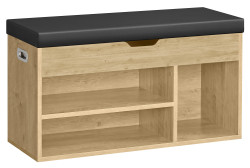 Botník s lavicí a černým sedákem z eko kůže TAYLOR ARTISAN 80x30x44 cm