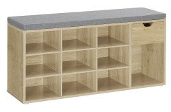 Botník s lavicí s šedým sedákem a zásuvkou TAYLOR ARTISAN 104x30x48 cm, bílý