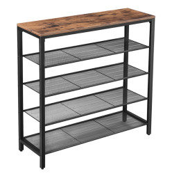 Botník TAYLOR hnědý s černou konstrukcí 100x92,5 cm, 4 police