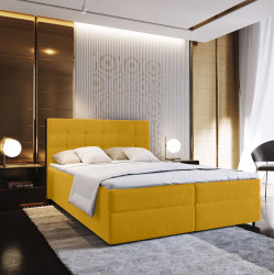 Čalouněná postel boxspring GLORIEN 160x200 cm hořčicová Matrace: Matrace Bonell pružinová