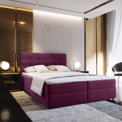 Čalouněná postel boxspring GLORIEN 160x200 cm purpurová Matrace: Matrace Bonell pružinová
