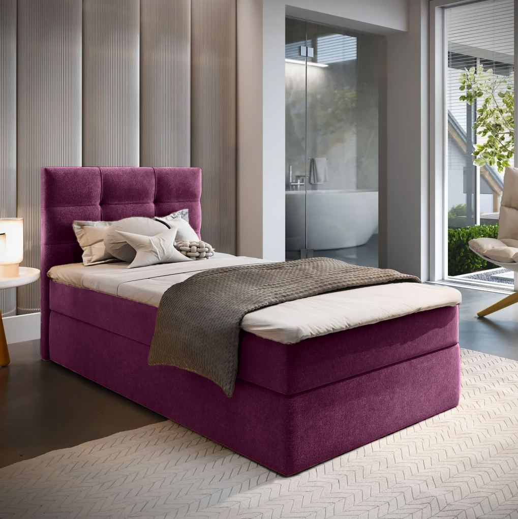 Čalouněná postel boxspring GLORIEN 80x200 cm purpurová Matrace: Matrace Bonell pružinová