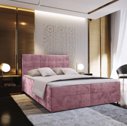 Čalouněná postel boxspring GLORIEN VELVET 140x200 cm růžová Matrace: Matrace Bonell pružinová