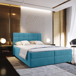 Čalouněná postel boxspring GLORIEN VELVET 160x200 cm modrá Matrace: Matrace Bonell pružinová