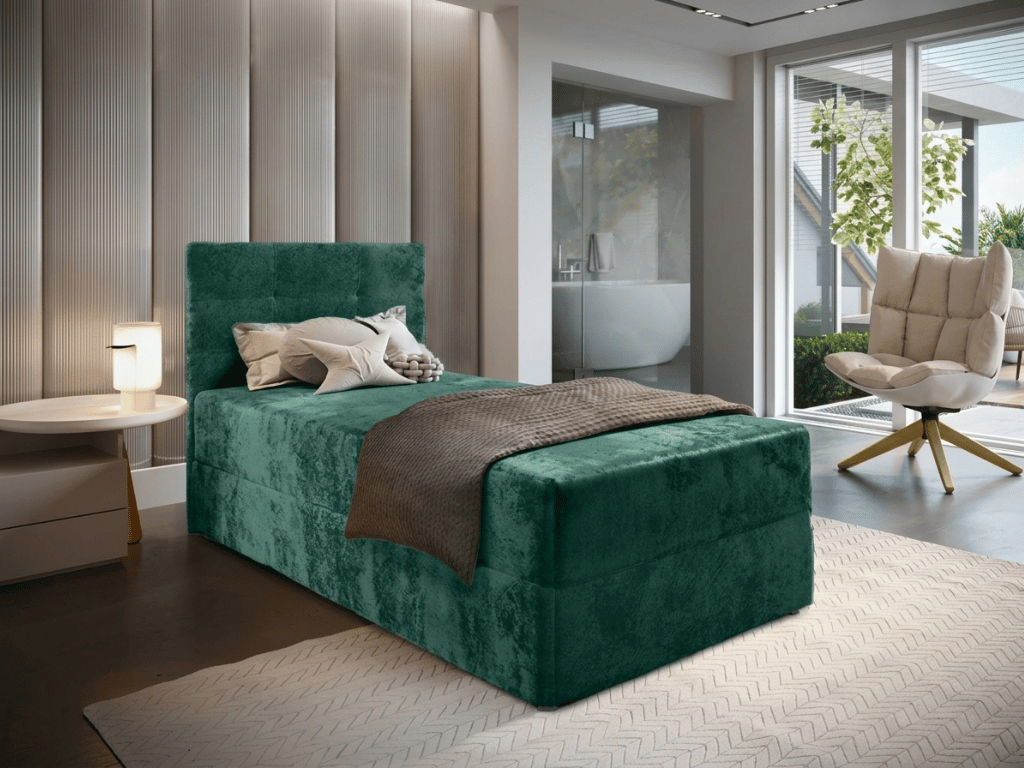 Čalouněná postel boxspring GLORIEN VELVET 80x200 cm tmavě zelená Matrace: Matrace Bonell pružinová