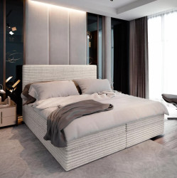 Čalouněná postel boxspring ISPIRA 160x200 cm krémová Matrace: Matrace Bonell pružinová