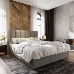 Čalouněná postel boxspring MERALIS 140x200 cm šedá Matrace: Matrace Bonell pružinová