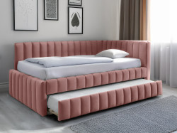 Čalouněná postel COMFINO VELVET s přistýlkou 120x200 cm růžová
