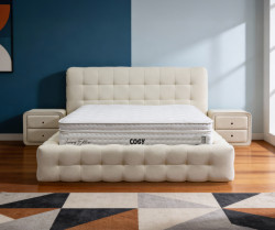 Čalouněná postel COSY s matrací - béžová 160 × 200 cm