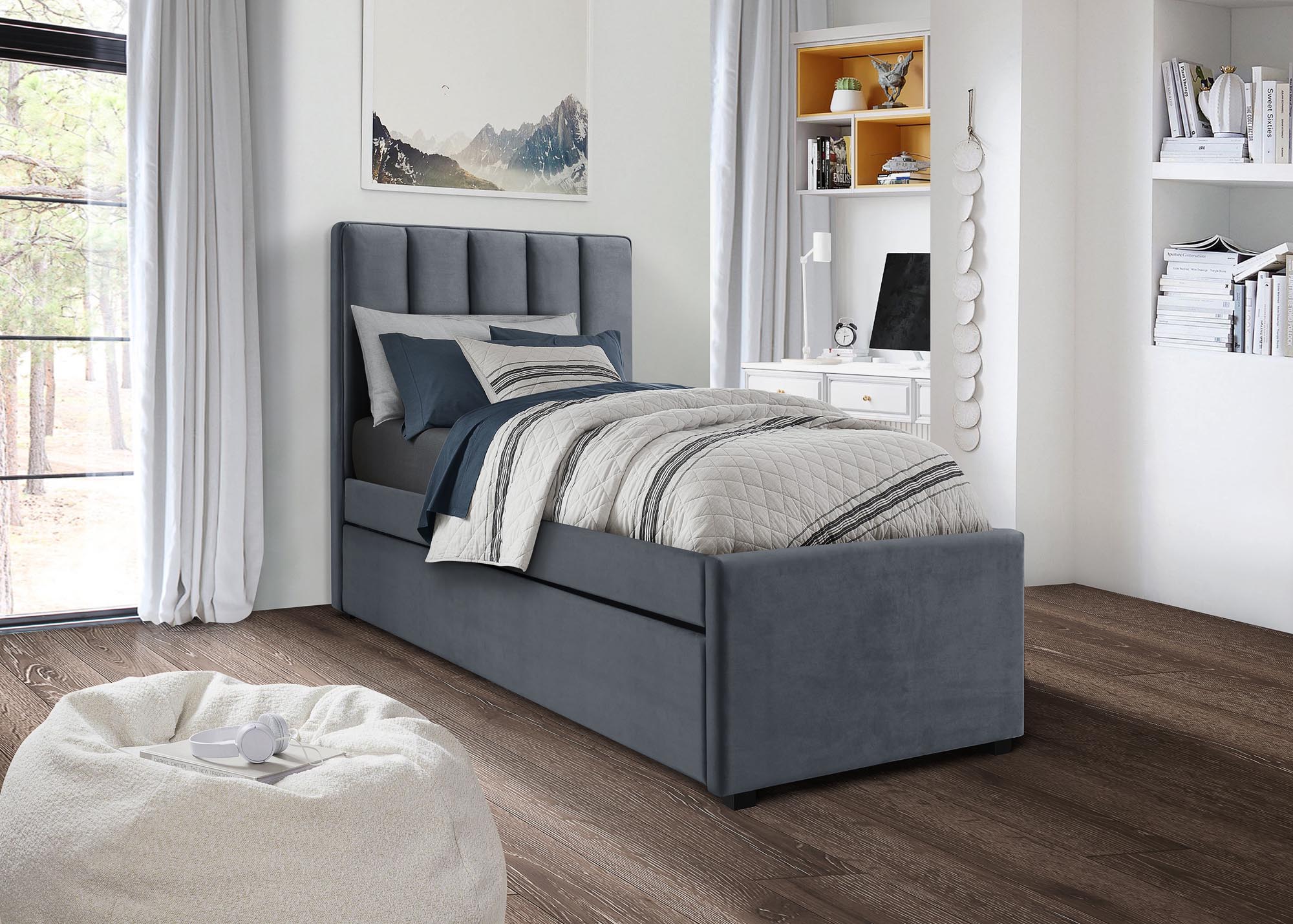 Čalouněná postel RUSSO s přistýlkou 90x200 cm šedá