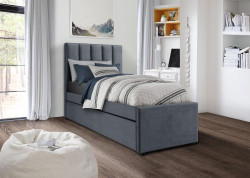 Čalouněná postel RUSSO s přistýlkou 90x200 cm šedá