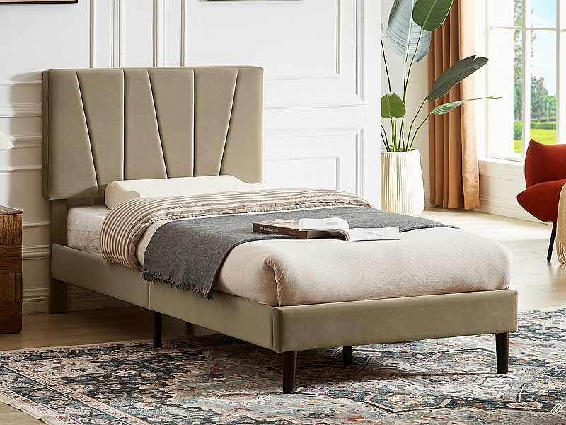 Čalouněná postel SAVANA VELVET 90x200 cm béžová