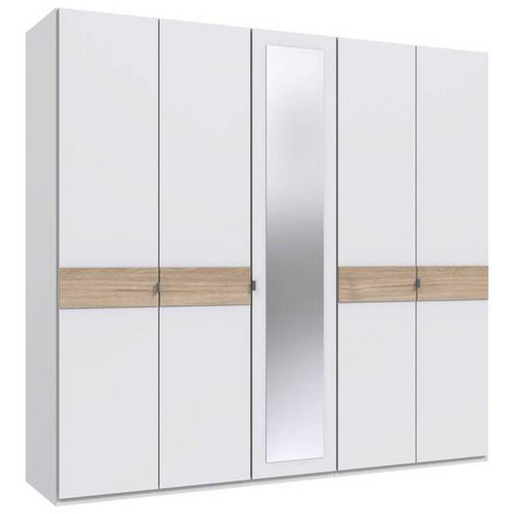 Carryhome ŠATNÍ SKŘÍŇ SE ZRCADLEM, bílá, barvy dubu, ořechovec, 225/208/58 cm