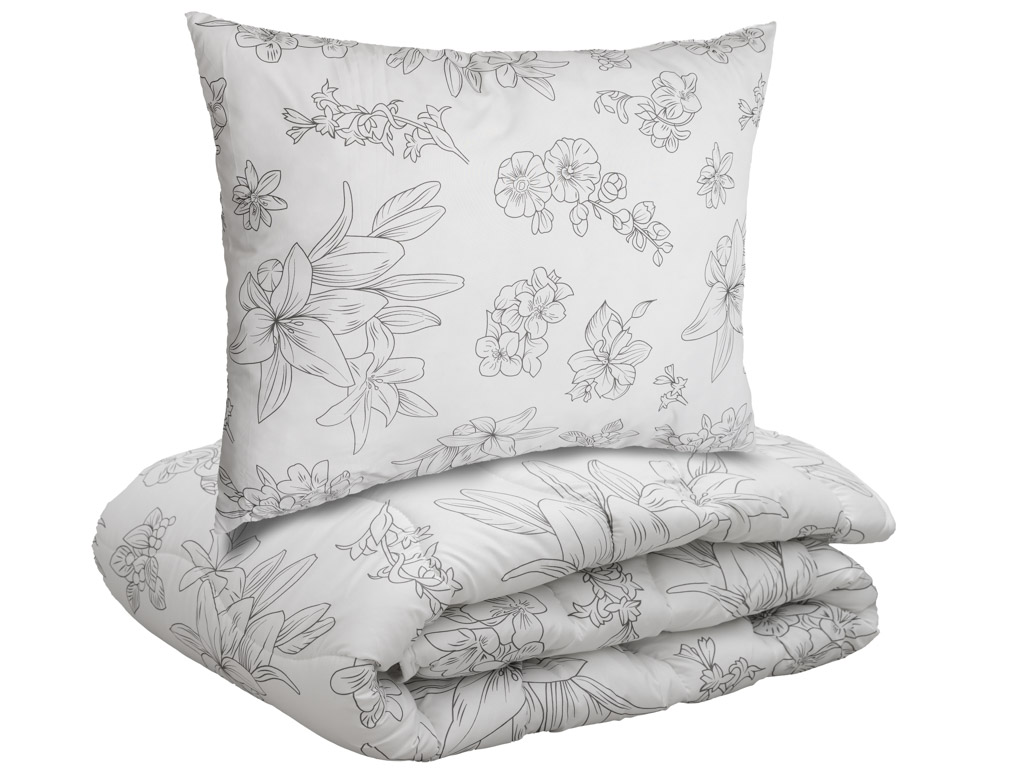 Celoroční přikrývka prošívaná 140x200 cm s neprošitým polštářem 70x90 cm SELORA, bílá