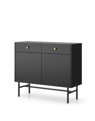 Černá komoda Diva se 2 zásuvkami a 2 skříňkami (2D2SZ)