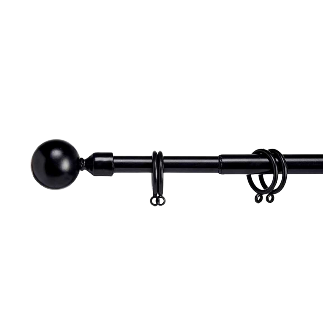 Černá kovová garnýž VALANCE GLOBE 170-320 cm