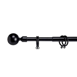 Černá kovová garnýž VALANCE GLOBE 170-320 cm
