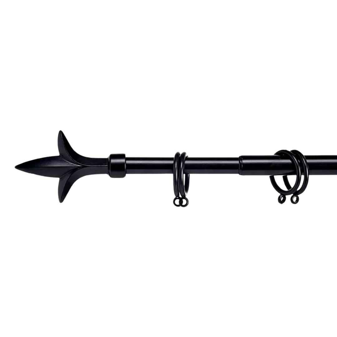 Černá kovová garnýž VALANCE TRIDE 170-320 cm